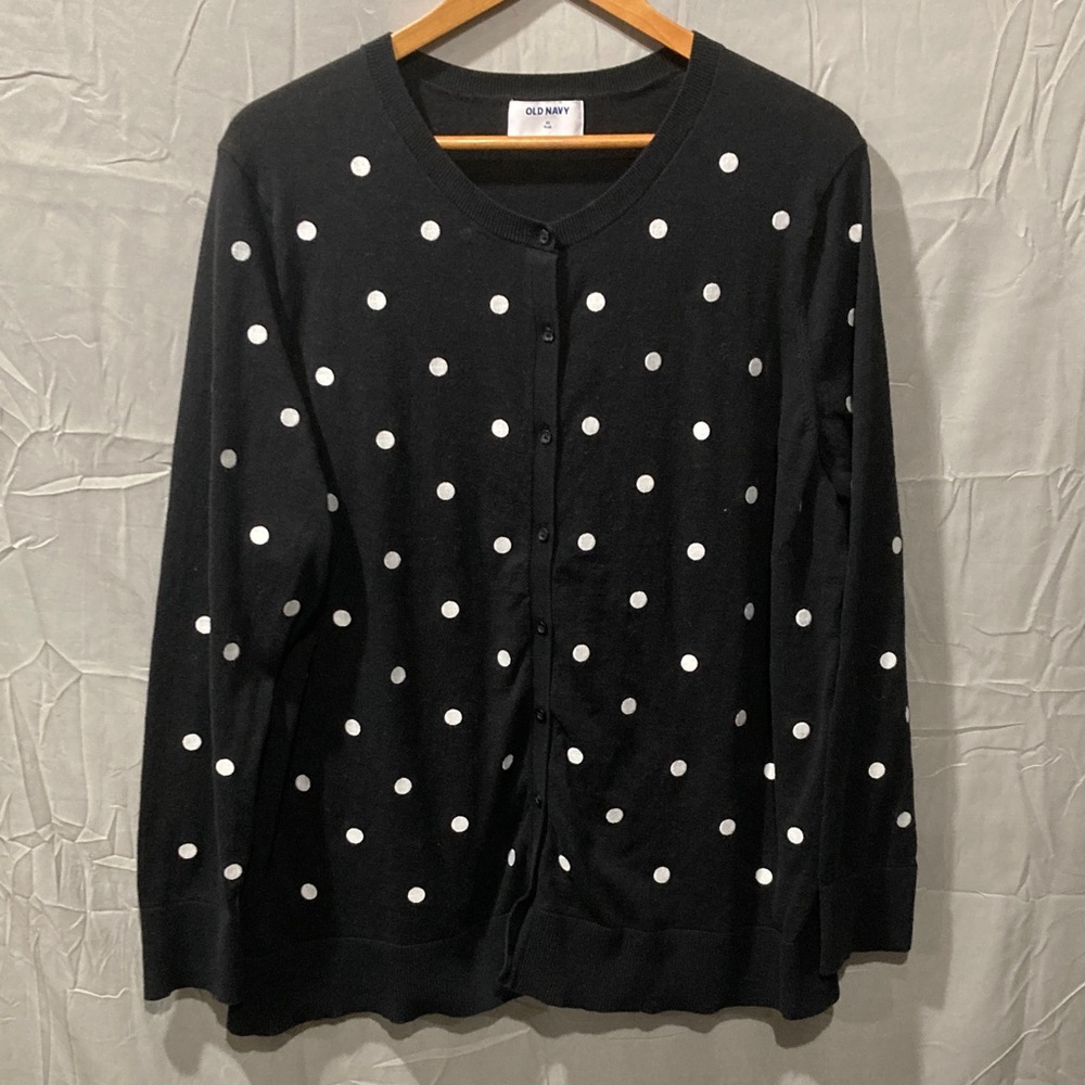 Old Navy Black and White Polka Dot Cardigan